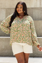 Load image into Gallery viewer, Blossoming Full Size Balloon Sleeve Floral Blouse