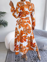 Load image into Gallery viewer, Bold Botanical Tied Button Up Long Sleeve Dress