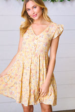 Load image into Gallery viewer, Yellow Floral Button Up Lined Dress