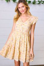 Load image into Gallery viewer, Yellow Floral Button Up Lined Dress
