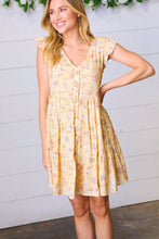 Load image into Gallery viewer, Yellow Floral Button Up Lined Dress