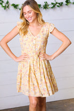 Load image into Gallery viewer, Yellow Floral Button Up Lined Dress