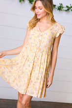 Load image into Gallery viewer, Yellow Floral Button Up Lined Dress