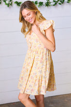 Load image into Gallery viewer, Yellow Floral Button Up Lined Dress