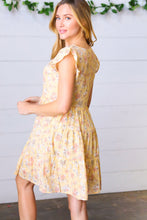 Load image into Gallery viewer, Yellow Floral Button Up Lined Dress