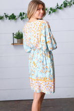 Load image into Gallery viewer, Light Blue Boho Challis Surplice Pocketed Dress