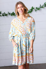 Load image into Gallery viewer, Light Blue Boho Challis Surplice Pocketed Dress