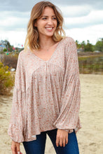 Load image into Gallery viewer, Paisley V Neck Bubble Sleeve Babydoll Top