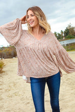 Load image into Gallery viewer, Paisley V Neck Bubble Sleeve Babydoll Top