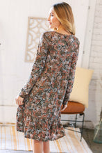 Load image into Gallery viewer, Olive Floral Print Button Down Babydoll Dress