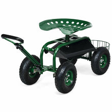 Load image into Gallery viewer, Heavy Duty Garden Cart with Tool Tray and 360 Swivel Seat-Green