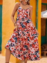 Load image into Gallery viewer, Floral Frill Backless Printed Sleeveless Midi Dress