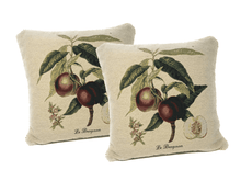 Load image into Gallery viewer, DaDa Bedding Set of 2-Pieces Nectarine Fruits Garden Tapestry Throw Pillow Covers w/ Inserts - 18" x 18"