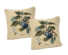 Load image into Gallery viewer, DaDa Bedding Set of 2-Pieces Sugar Plum Fruits Garden Tapestry Throw Pillow Covers w/ Inserts, 18" x 18"