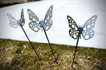 Load image into Gallery viewer, 3-Pack Metal Butterfly Garden Stakes