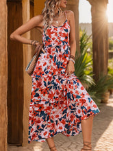 Load image into Gallery viewer, Floral Frill Backless Printed Sleeveless Midi Dress