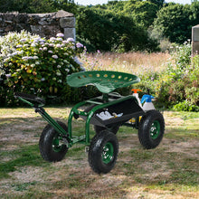 Load image into Gallery viewer, Heavy Duty Garden Cart with Tool Tray and 360 Swivel Seat-Green