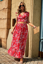 Load image into Gallery viewer, Sunny Day Tie Back floral Cropped Top and Maxi Skirt Set