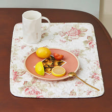 Load image into Gallery viewer, Bedding Set of 4-Pieces Dainty Cottage Floral Roses Quilted Cotton Dining Table Placemats 13” x 19” (3036)