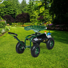Load image into Gallery viewer, Heavy Duty Garden Cart with Tool Tray and 360 Swivel Seat-Green