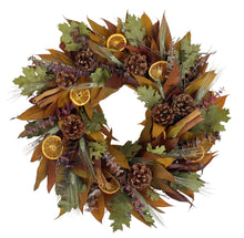 Load image into Gallery viewer, Pinecone Citrus Wheat Harvest Wreath