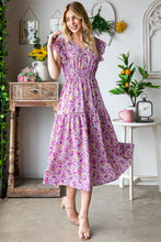 Load image into Gallery viewer, Pink Posey V-Neck Ruffled Midi Dress