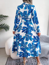 Load image into Gallery viewer, Bold Botanical Tied Button Up Long Sleeve Dress