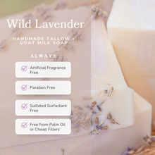 Load image into Gallery viewer, Wild Lavender Handmade Tallow and Goat Milk Soap Bar
