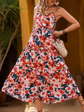 Load image into Gallery viewer, Floral Frill Backless Printed Sleeveless Midi Dress