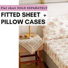 Load image into Gallery viewer, Bedding Hint of Mint Dainty Cottage Floral Roses Cotton Fitted Sheet w/ Pillow Case (3036)