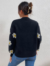 Load image into Gallery viewer, Flower Power Round Neck Latern Sleeve Sweater