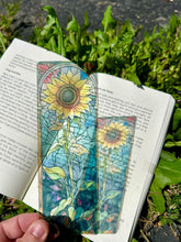Load image into Gallery viewer, Stained Glass Sunflower Love Bookmark – Radiant Sunflower Art, Heartfelt Gift, Sunflower Gift sun catcher