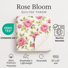 Load image into Gallery viewer, Bedding Romantic Roses Floral Throw Blanket - Lovely Spring Pink & White Scalloped Colorful Lightweight Breathable - Bright Vibrant Quilted Throw Blanket - 50 x 60