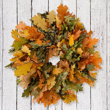Load image into Gallery viewer, Golden & Green Harvest Oak Leaf Natural Wreath