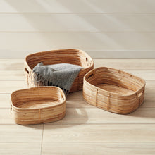 Load image into Gallery viewer, Cane Rattan Rectangular Baskets, Set of 3