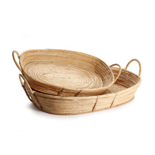 Load image into Gallery viewer, Cane Rattan Trays with Handles, Set of 2