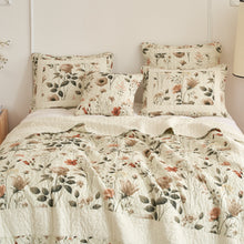 Load image into Gallery viewer, Enchanted Meadow Bed in a bag Set - Victoria Garden Delicate Floral Symphony in Beige, Rose, and Soft Green, Luxuriously Soft Quilted Set