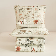 Load image into Gallery viewer, Enchanted Meadow Bed in a bag Set - Victoria Garden Delicate Floral Symphony in Beige, Rose, and Soft Green, Luxuriously Soft Quilted Set