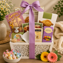 Load image into Gallery viewer, Garden of Indulgence Gourmet Gift Basket with Tea & Cookies