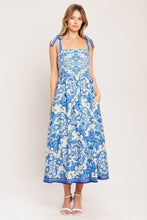 Load image into Gallery viewer, AZURE SCROLL WOVEN MIDI DRESS