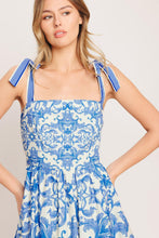 Load image into Gallery viewer, AZURE SCROLL WOVEN MIDI DRESS