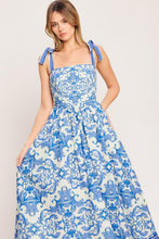 Load image into Gallery viewer, AZURE SCROLL WOVEN MIDI DRESS