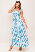 Load image into Gallery viewer, BLUE NOIR FLORAL WOVEN MAXI DRESS