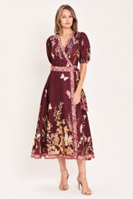 Load image into Gallery viewer, PLUM GARDEN ENCHANTMENT WOVEN MIDI DRESS
