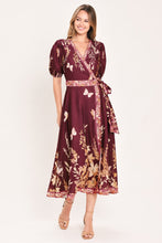 Load image into Gallery viewer, PLUM GARDEN ENCHANTMENT WOVEN MIDI DRESS