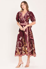 Load image into Gallery viewer, PLUM GARDEN ENCHANTMENT WOVEN MIDI DRESS