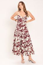 Load image into Gallery viewer, ROMANCE IN WINE WOVEN MIDI DRESS