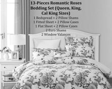 Load image into Gallery viewer, DaDa Bedding Bed in a Bag Bundle Set - Romantic Roses Lovely Blooming Floral Bedding Set (JHW-879)