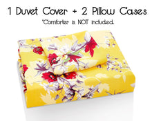Load image into Gallery viewer, Bedding Sunshine Yellow Hummingbirds Floral Duvet Cover Set w/ Pillow Cases (JHW-925)