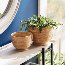 Load image into Gallery viewer, CANE RATTAN DECORATIVE FOOTED BOWLS, SET OF 2